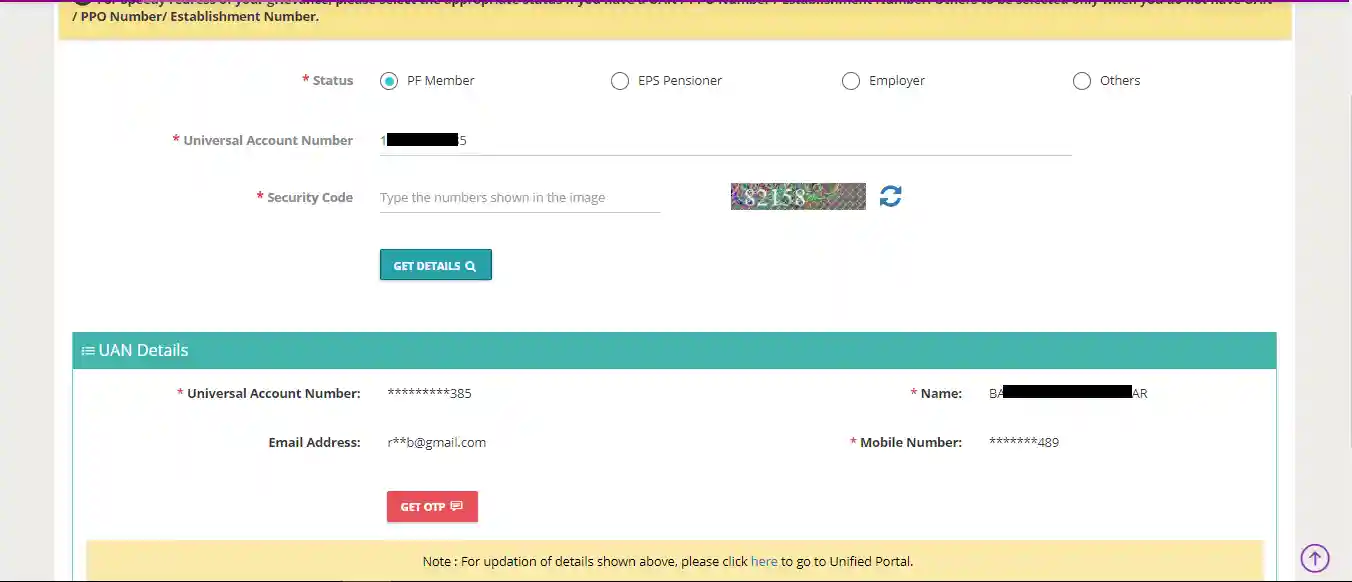 Click on Get details & then Get OTP